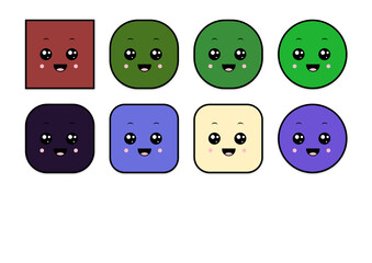 kawaii smiling 2d shape illustration anime