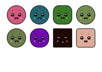 kawaii smiling 2d shape illustration anime