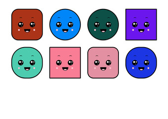 kawaii smiling 2d shape illustration anime