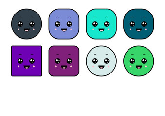 kawaii smiling 2d shape illustration anime