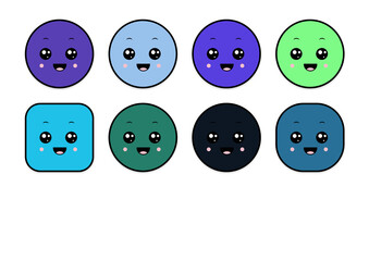 kawaii smiling 2d shape illustration anime