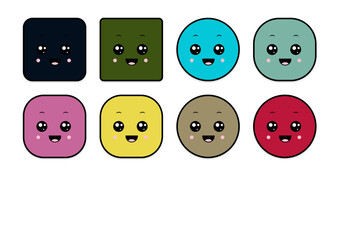 kawaii smiling 2d shape illustration anime