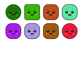 kawaii smiling 2d shape illustration anime