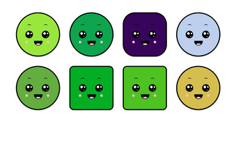 kawaii smiling 2d shape illustration anime