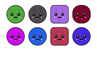 kawaii smiling 2d shape illustration anime