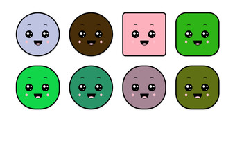 kawaii smiling 2d shape illustration anime