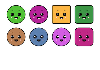 kawaii smiling 2d shape illustration anime