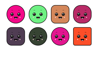 kawaii smiling 2d shape illustration anime