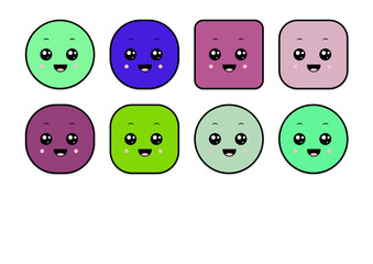 kawaii smiling 2d shape illustration anime