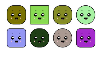 kawaii smiling 2d shape illustration anime