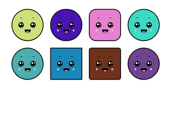 kawaii smiling 2d shape illustration anime