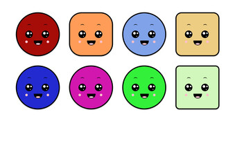 kawaii smiling 2d shape illustration anime