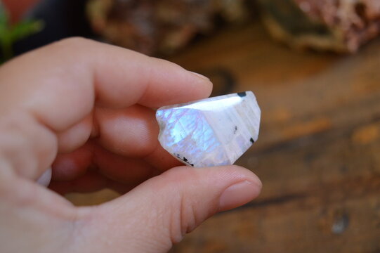 Natural bright moonstone mineral specimen