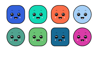 kawaii smiling 2d shape illustration anime