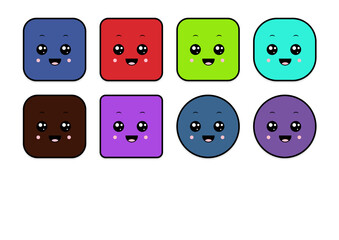 kawaii smiling 2d shape illustration anime