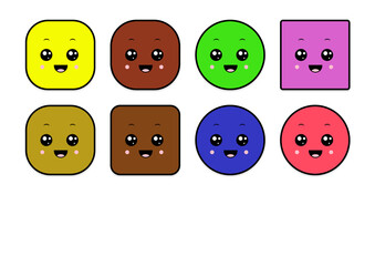 kawaii smiling 2d shape illustration anime