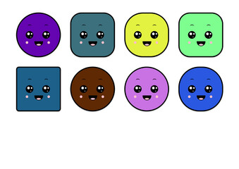 kawaii smiling 2d shape illustration anime