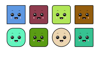 Fototapeta premium kawaii smiling 2d shape illustration anime