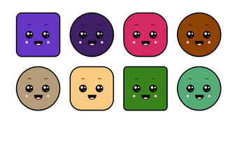 kawaii smiling 2d shape illustration anime