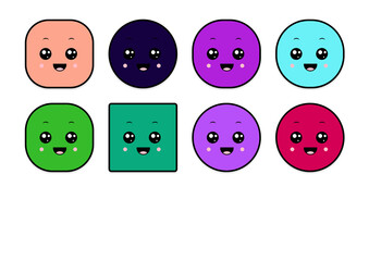 kawaii smiling 2d shape illustration anime