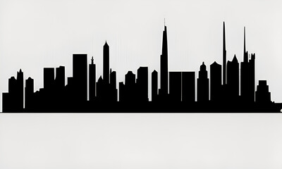 city skyline black and white - concept art, stock photo