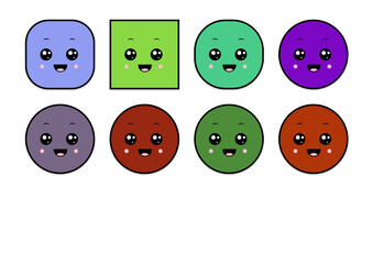 kawaii smiling 2d shape illustration anime