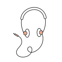 Hand drawn vector illustration of retro headphones 90s.