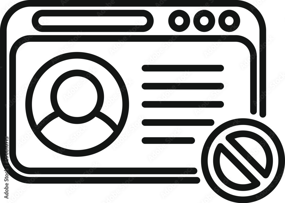 Poster website digital ban icon outline vector. blacklist user. data message