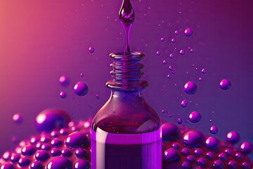 dropper releasing liquid from a bottle onto a surface. Generative AI