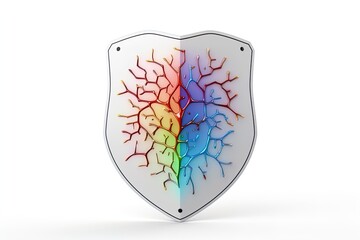 minimalistic colorful shield protecting from bacteria and viruses 3d icon on isolated background. Healthcare medical product symbol 3d render.
