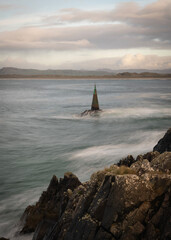 Metal Man, off Ards peninsula, warning sea vessels of coastal rocks.