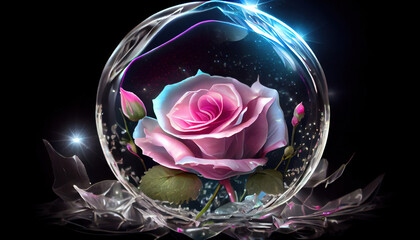 Beautiful illustration of a shining flower. Generative AI. 