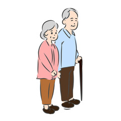 An old couple with a cane