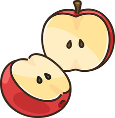 Simple hand drawn cut apple illustration