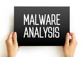 Malware Analysis text on card, concept background