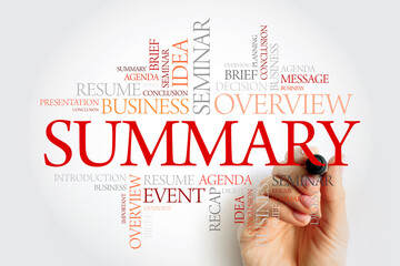 Summary word cloud collage, business concept background