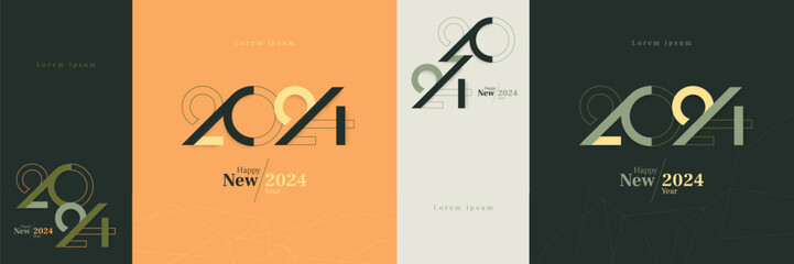 2024 new year greetings concept. Happy new year 2024 banner template