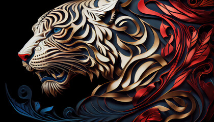 Fototapeta na wymiar Creative idea of a tiger illustration. Generative AI.