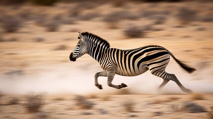 Fototapeta na wymiar Zebra running free in the wilderness