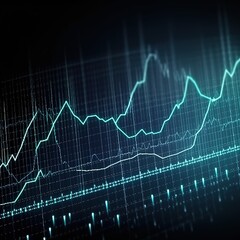 Naklejka premium Concept of the stock market and trading, digital graph. generative ai