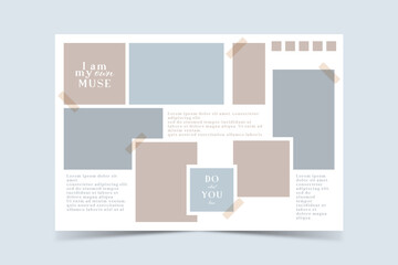 Fototapeta premium Vector photo collage template moodboard pictures grids vector illustration