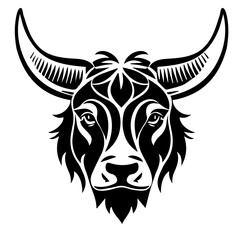 Head horned bull logo. abstract buffalo head, Vector illustration