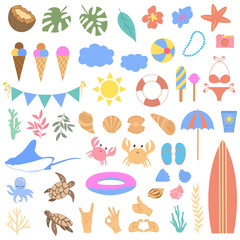 Vector summertime set with summer