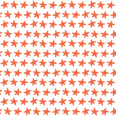 Hand drawn seamless repeat pattern with starfish