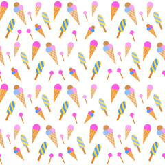 Assorted ice cream seamless pattern