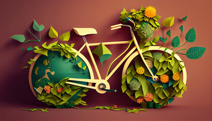 World bicycle day illustration. Generative AI. 