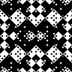 Monochrome pixel seamless pattern. Geometric retro design in retro style for digital background. 