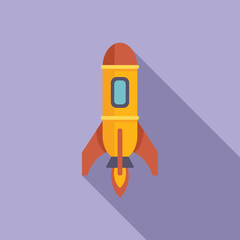 Fire launch icon flat vector. Space rocket. Start ship