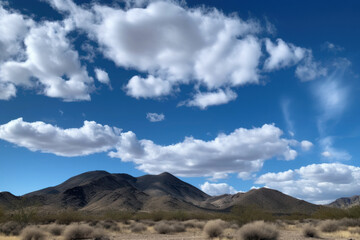 Fototapeta na wymiar View of a vast mountain wilderness and serene blue sky - Created with generative AI