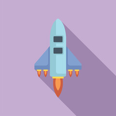 Ship launch icon flat vector. Rocket fire. Sky startup